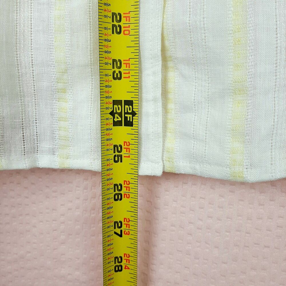 Mercer & Madison Women White and Yellow 100% Linen Button Shirt Long Sleeve Sz L - Picture 4 of 11